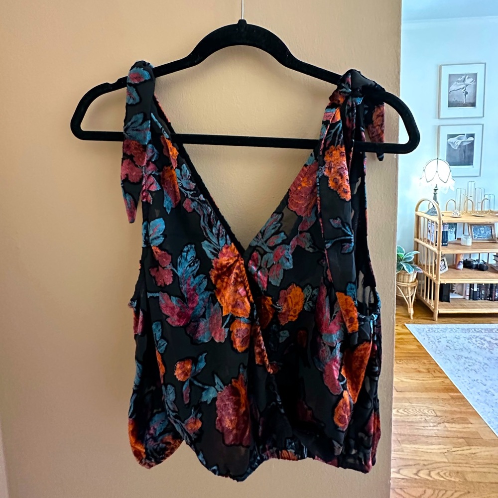 Free People- Tank top with velvet appliqués